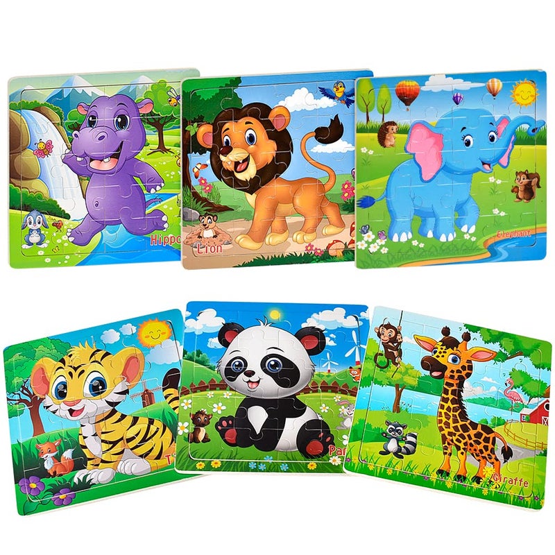 CHAFIN Puzzles for Kids Ages 3-5 Toddler Wooden Toys Montessori Learning Education Preschool Sets Games for Boy Girl 3 4 5+ Years Old, Pack of 6 (20 Pieces) - Image 1